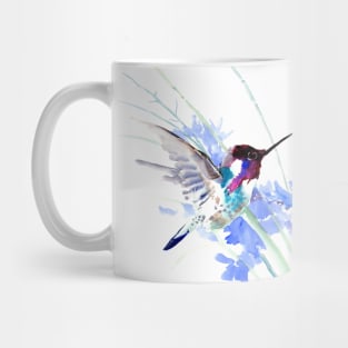 Flying Hummingbird anf Blue Flowers Mug